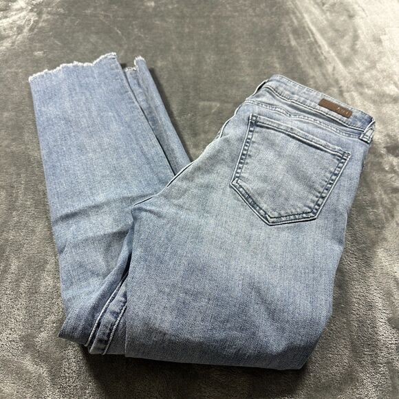 Kut from the Kloth Jeans Womens 4 Blue Crop Straight Leg Raw Hem Denim Pants - Picture 10 of 14